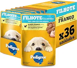 Pack Ração Úmida Pedigree Sachê Frango ao Molho para Cães Filhotes 100 g - 36 unidades