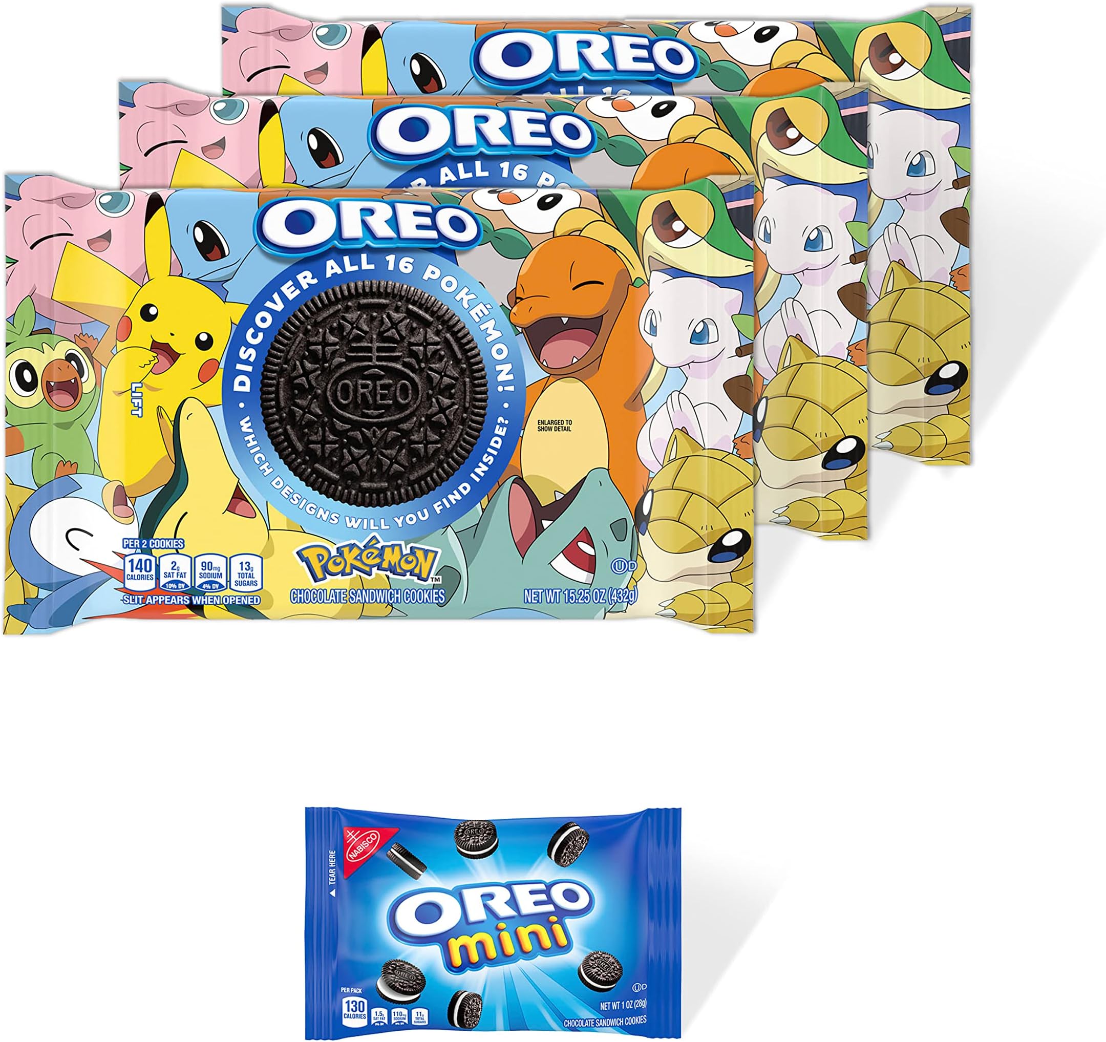 Oreo Pokรฉmon Themed Chocolate Sandwich Cookies + Bonus Mini Snack Pack, 15.25 Fl Oz, 4 Count