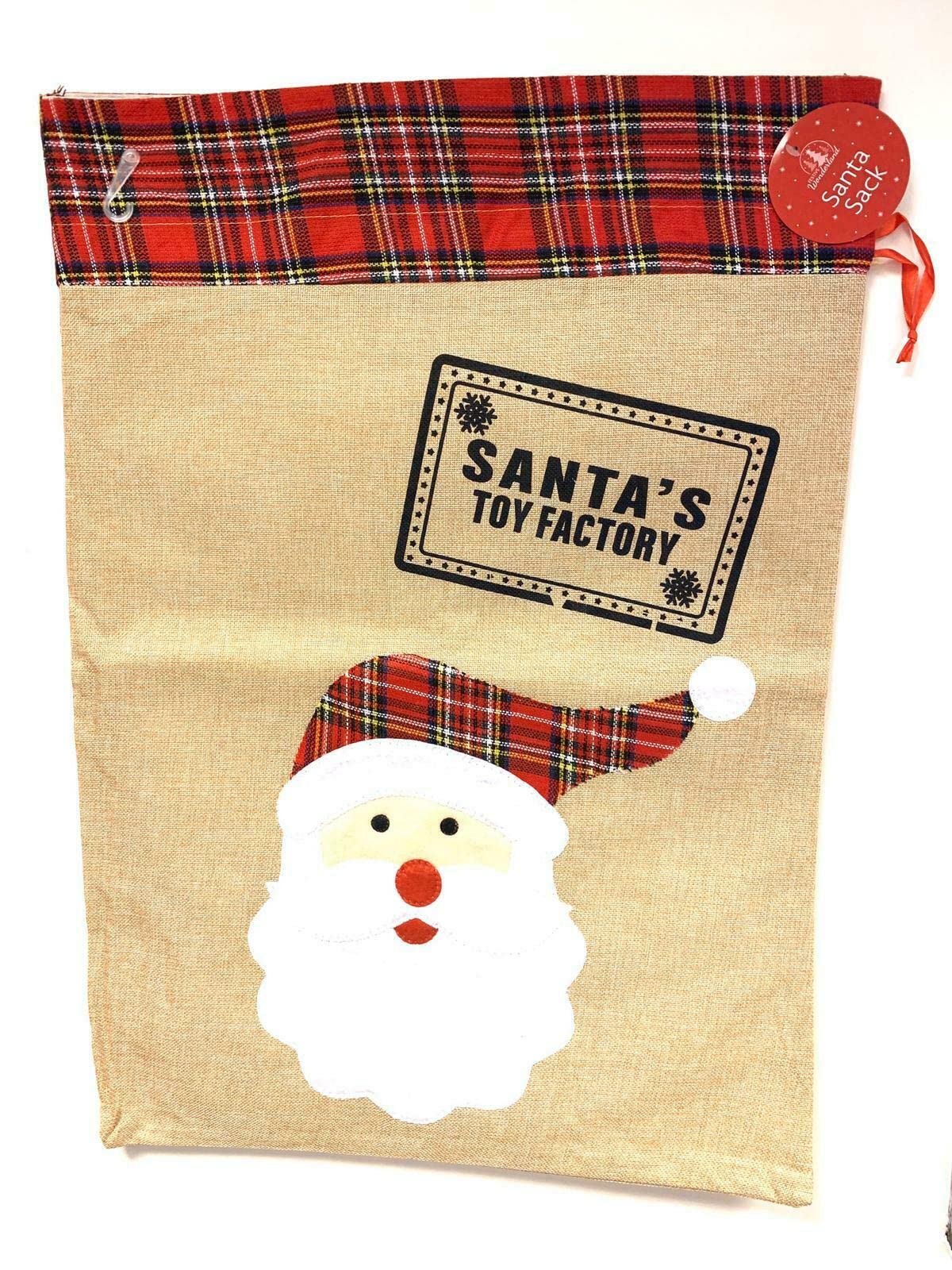 PaulStore Giant Christmas Santa Sack Stocking Extra Large Red Father Xmas Gift Present Bag (Large Tartan Hessian Santa) - Image 2