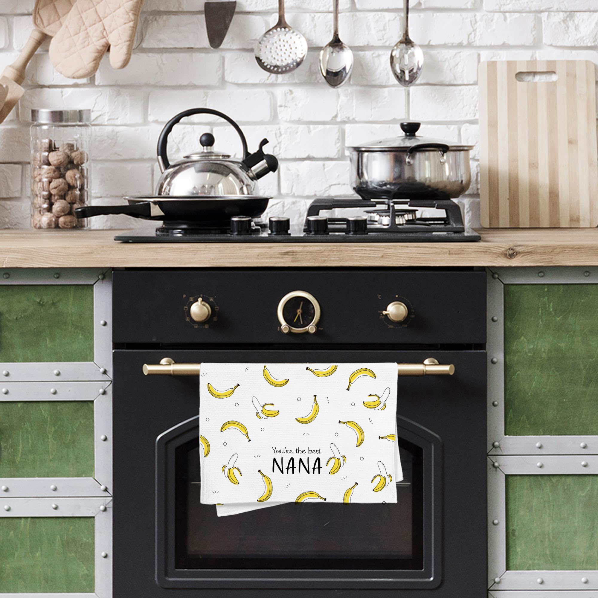 WFSM Nana Gifts Kitchen Towels - Gifts for Nana Kitchen Towels, Banana Gift Hand Towels, Gift for Nana from Grandkids Tea Towel, Nana Gifts for Mothers Day, 16×24 Inches