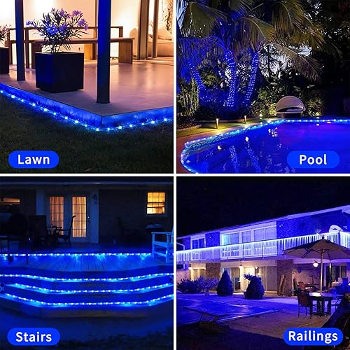 Miniatura 2 de POTIVE Paquete de 2 cuerdas de luces que funcionan con pilas, 33 pies, 100 luces LED de batería para exteriores, impermeables, 8 modos de luces