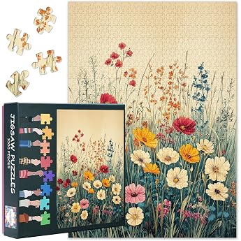 Pack of 1000 Wild Flowers Puzzles for Adults 50 cm x 70 cm Flower Theme Wildflower puzzles for plant and flower lovers; a relaxing cosy nights gifts or wall decoration