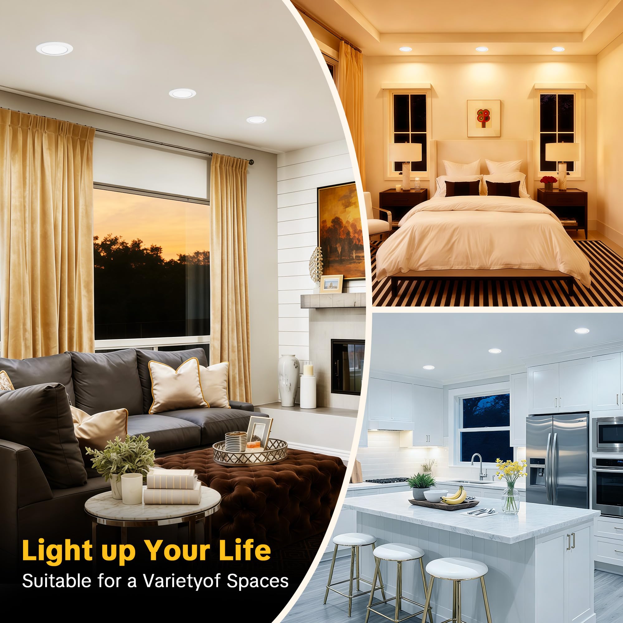 Spots LED Encastrable 230V Blanc IP44 5W 500lm 2700K/4000K/6000K Ø 68-75mm Lot de 6