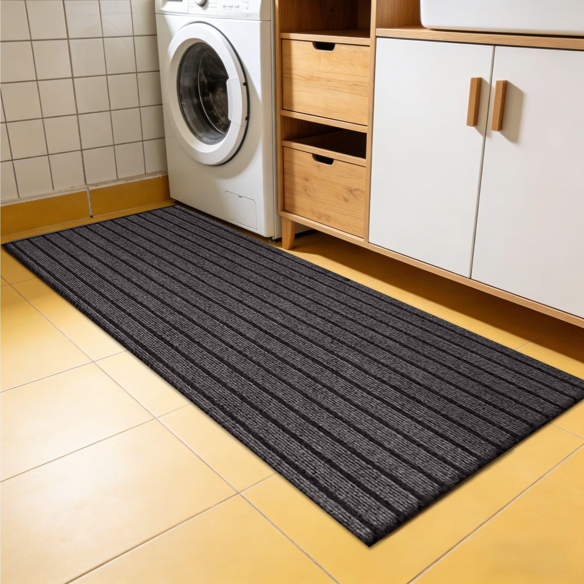 Fußmatte Außen 70 x 180 cm Sauberlaufmatte mit Rutschfester Rückseite Premium Fußmatte für Eingangsbereich Robust Fussmatte für Eingangsbereich Aussenbereich, Grau