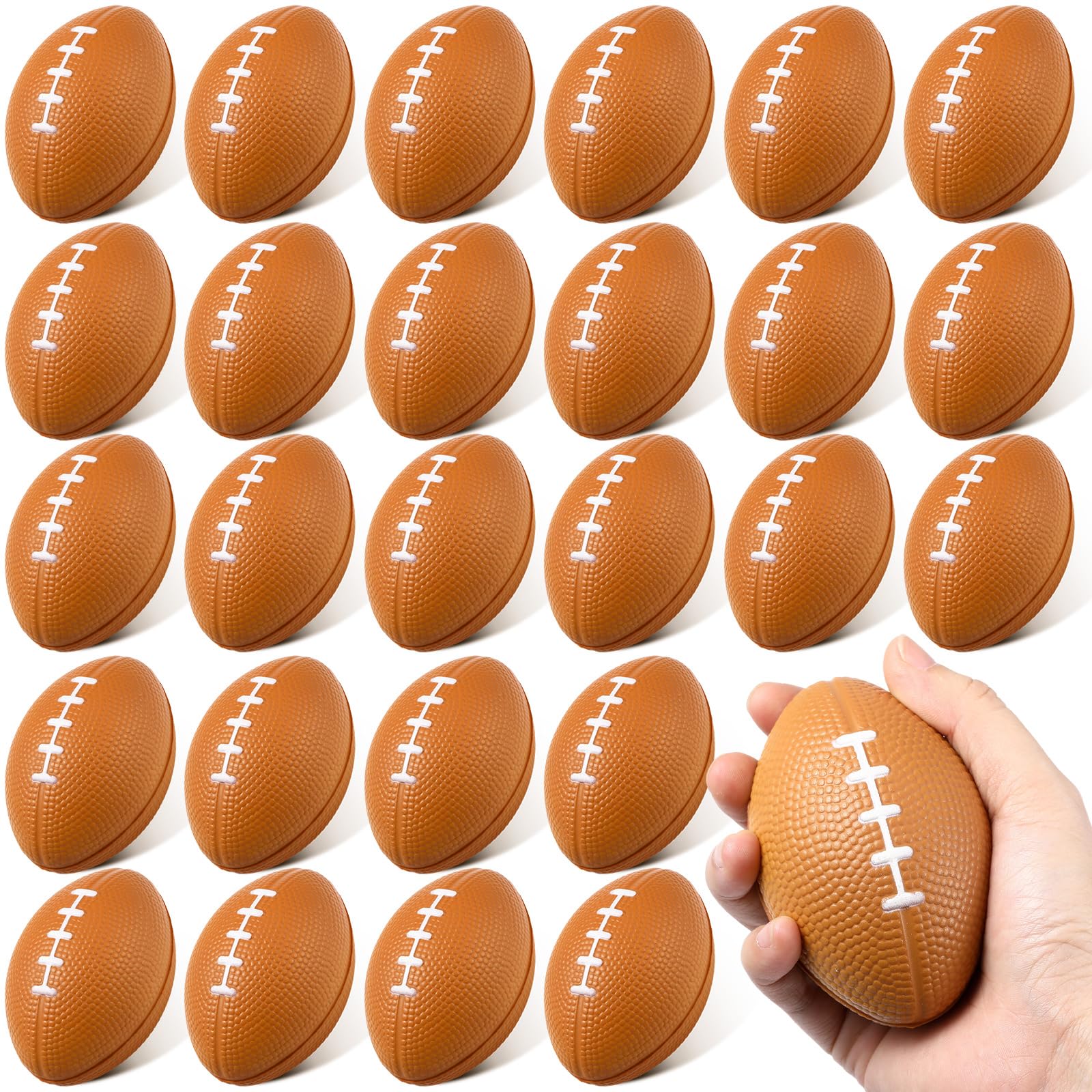 Blulu 30 Pack Mini Footballs Foam Sports Balls Bulk 3.35" for Kids Adult