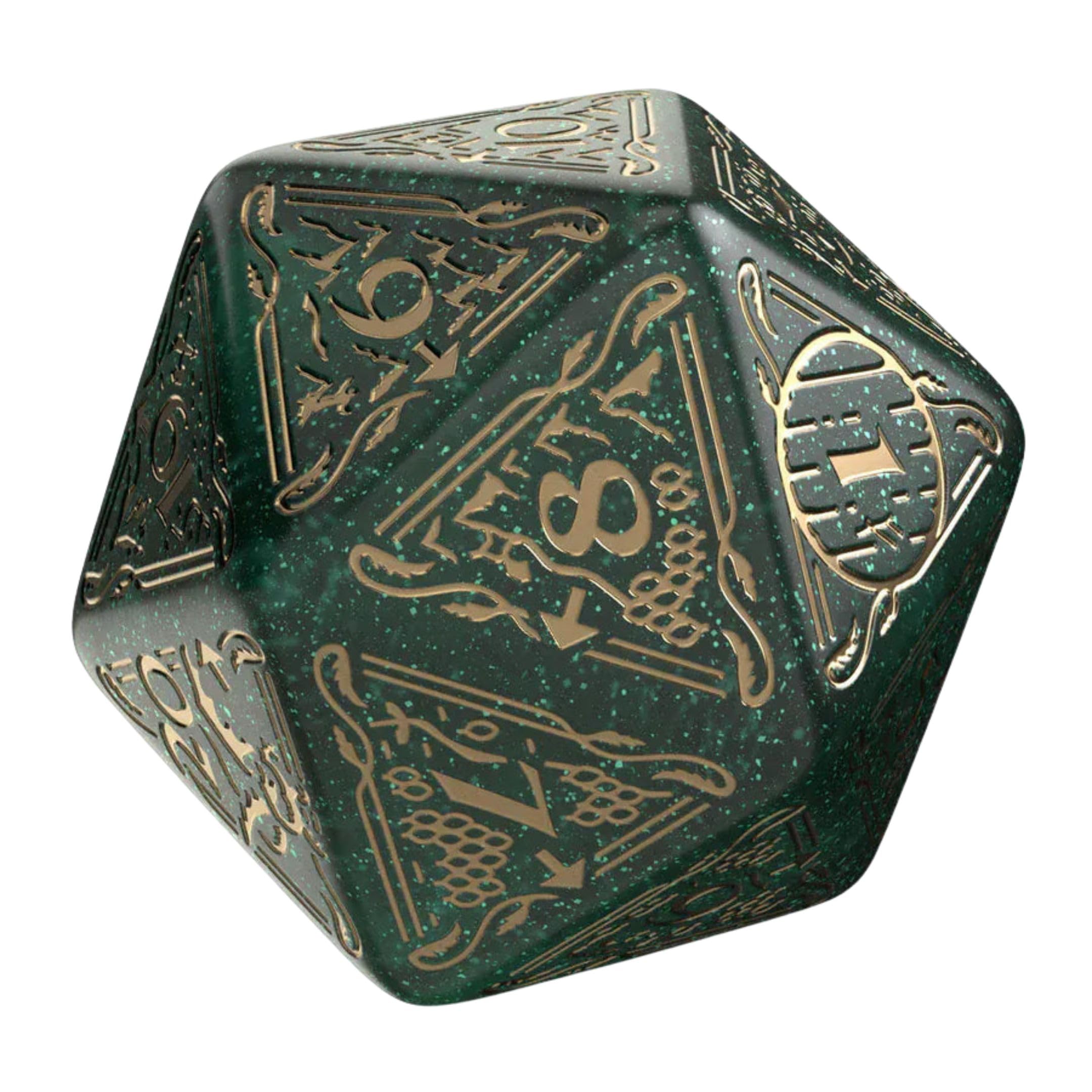 The Hobbit Jumbo Spindown D20 Verdant Die by Q-Workshop | Large Middle-Earth Inspired Life Counter, Premium Engraved Map Design | Easy-Read Numbers | Durable Gaming Dice for TCGs, RPGs & Tabletop Play