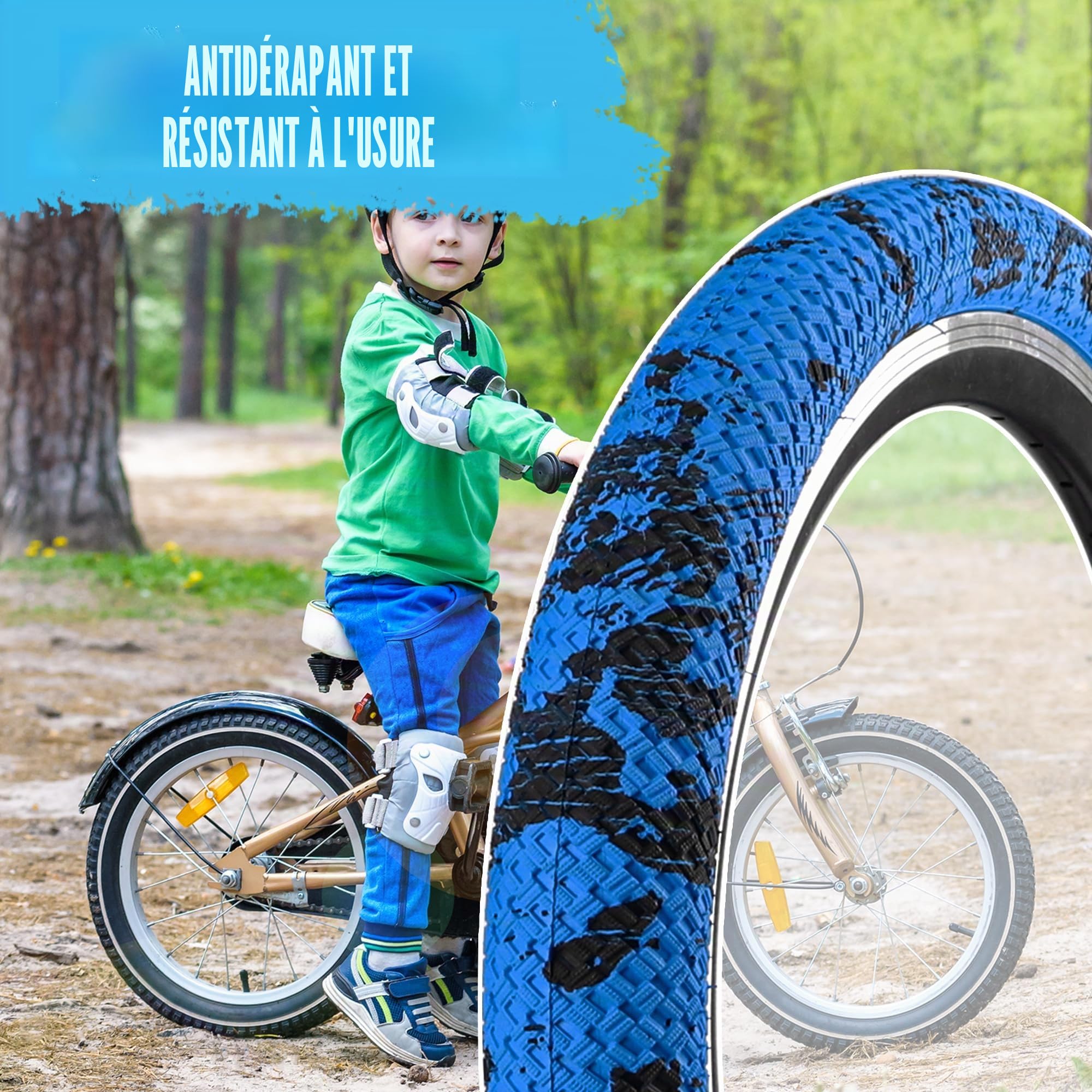 ZUKKA Lot de 2 pneus de vélo 30TPI 20" - 20 x 2,10-56-406 - pour vélo d'enfant de 20" - pour VTT, BMX