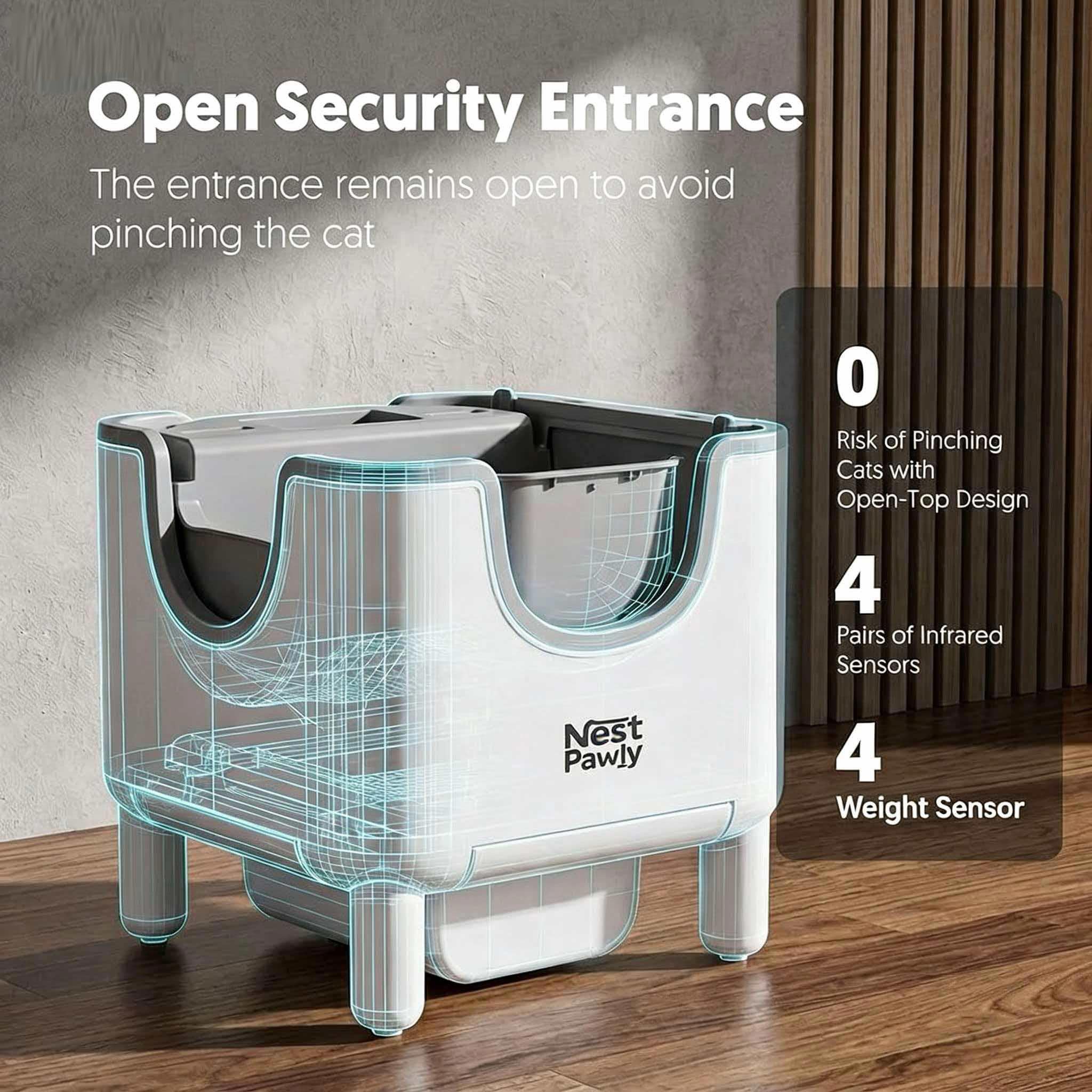 NestPawly M07 Self-Cleaning Litter Box - Open-Top Automatic Cat Litter Box with Odor Control, Safety Features, and Easy Maintenance - image 3