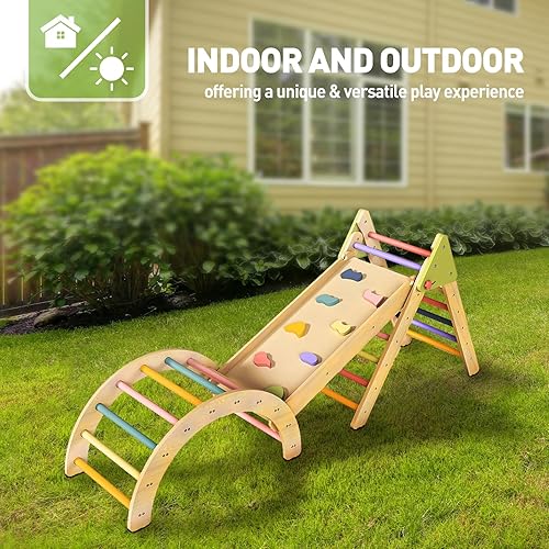 Miniatura 7 de Pikler Triángulo Gimnasio Juguetes de escalada para bebés de 3 piezas, juguetes de escalada plegables para niños pequeños de 1 a 3 años en el