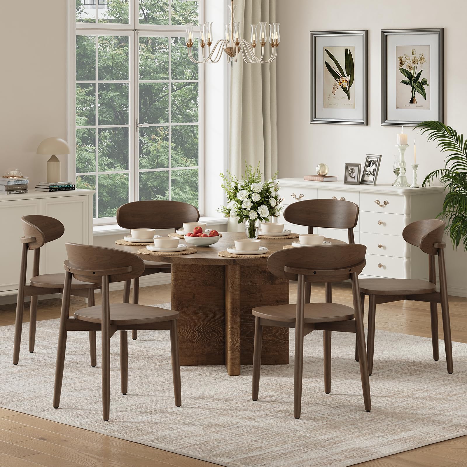 View 1 of **********INCOMPLETE SET, SET OF 2 CHAIRS, NOT 6*****************
MALOL Solid Rubber Wood Dining Chairs Set of 6, Walnut