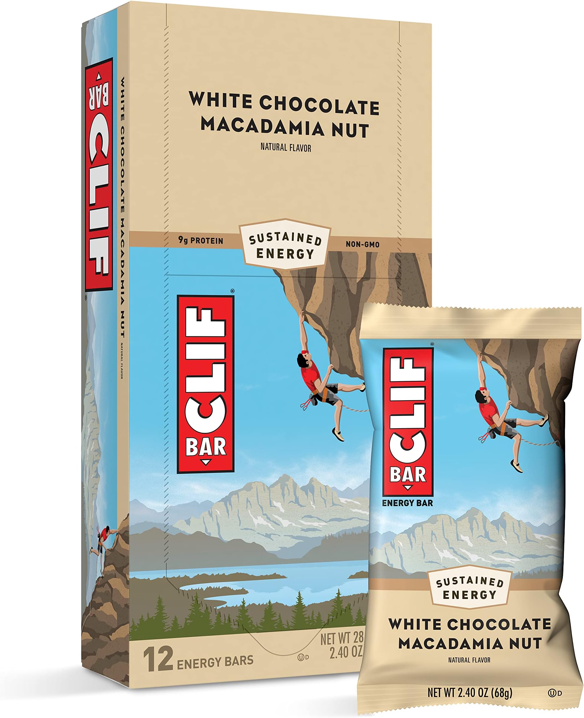 Energy Bars - White Chocolate Macadamia Nut Flavor - Made with Organic Oats - Plant Based Food - Vegetarian - Kosher (2.4 Ounce Protein Bars, 12 Count) Packaging May Vary
