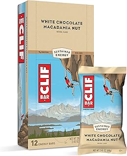 Clif Bars - Energy Bars - White Chocolate Macadamia Nut Flavor - Made with Organic Oats - Plant Based Food - Vegetarian - Kosher (2.4 Ounce Protein Bars, 12 Count) Packaging May Vary