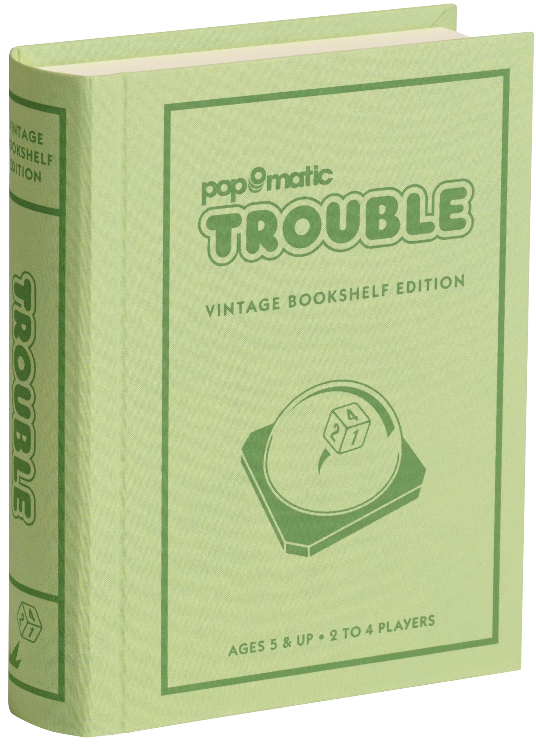 WS Game Company Trouble Vintage Bookshelf Edition, Linen Wrapped Book Box & Slipcase, Pop-O-Matic Die Roller, Classic Board Games for Kids & Adults,