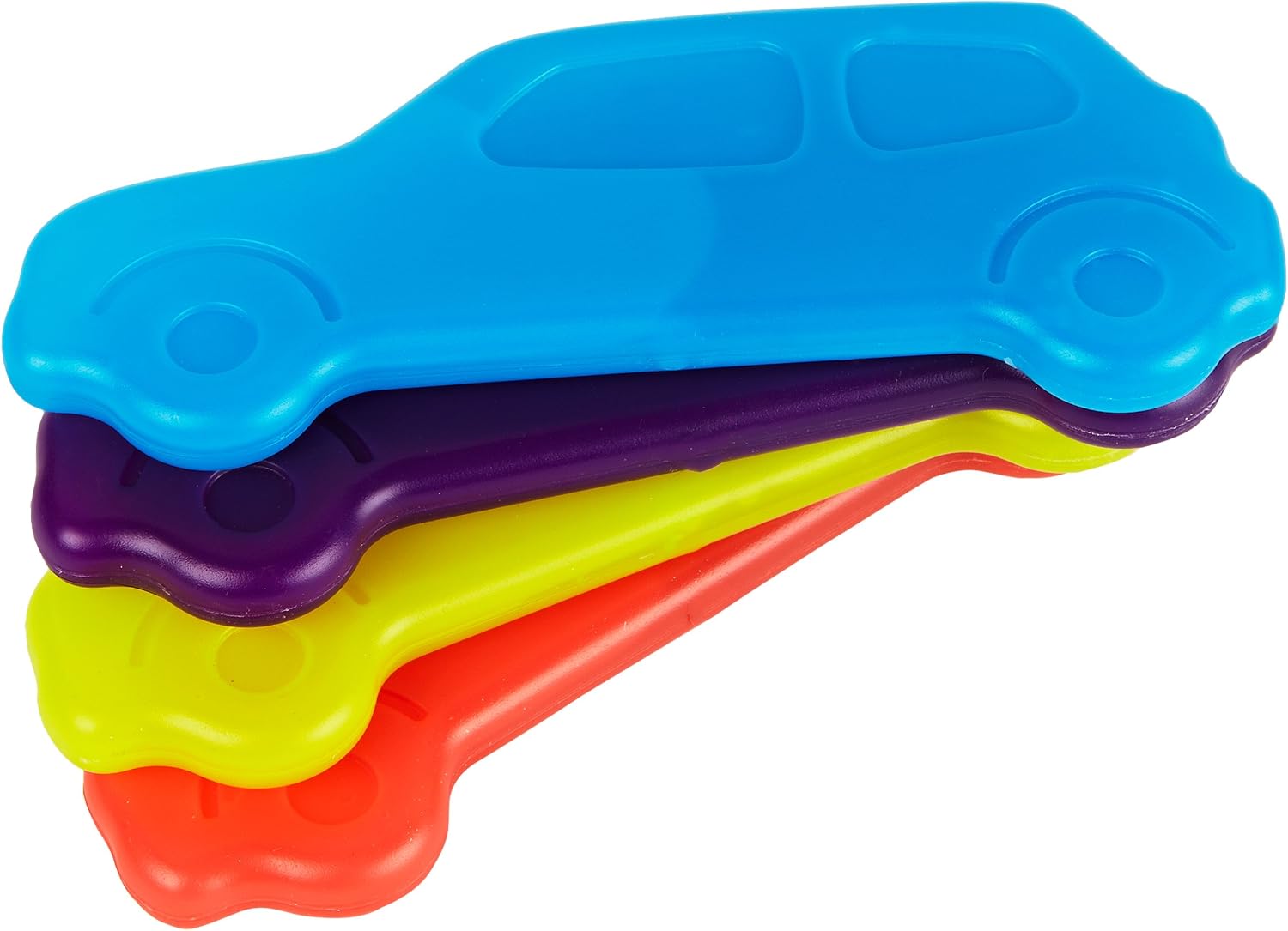 Fit & Fresh Cool Coolers, Slim Ice Packs for Lunch Boxes, Bags and Coolers, Car Shapes for Kids, Set of 4, Multicolored