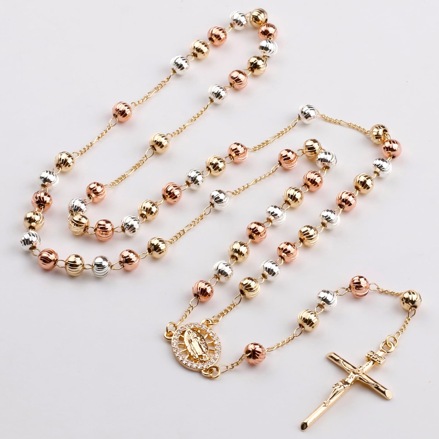 6mm Gold Plated Beads Catholic Guadalupe Rosary Necklace for Women with Gift Box - Image 6