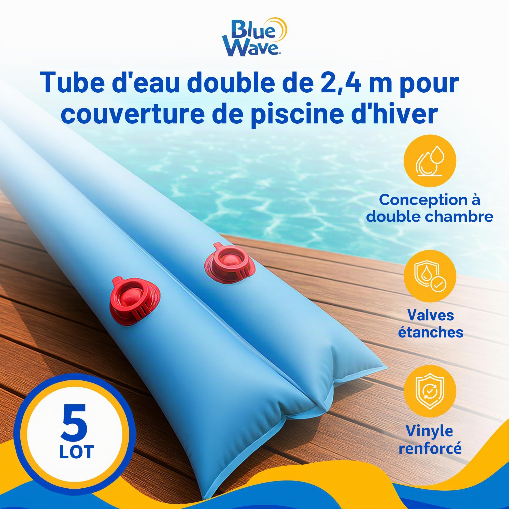 Blue Wave Swimline Rouleau Double Tube de l'eau 5-Pack Bleu
