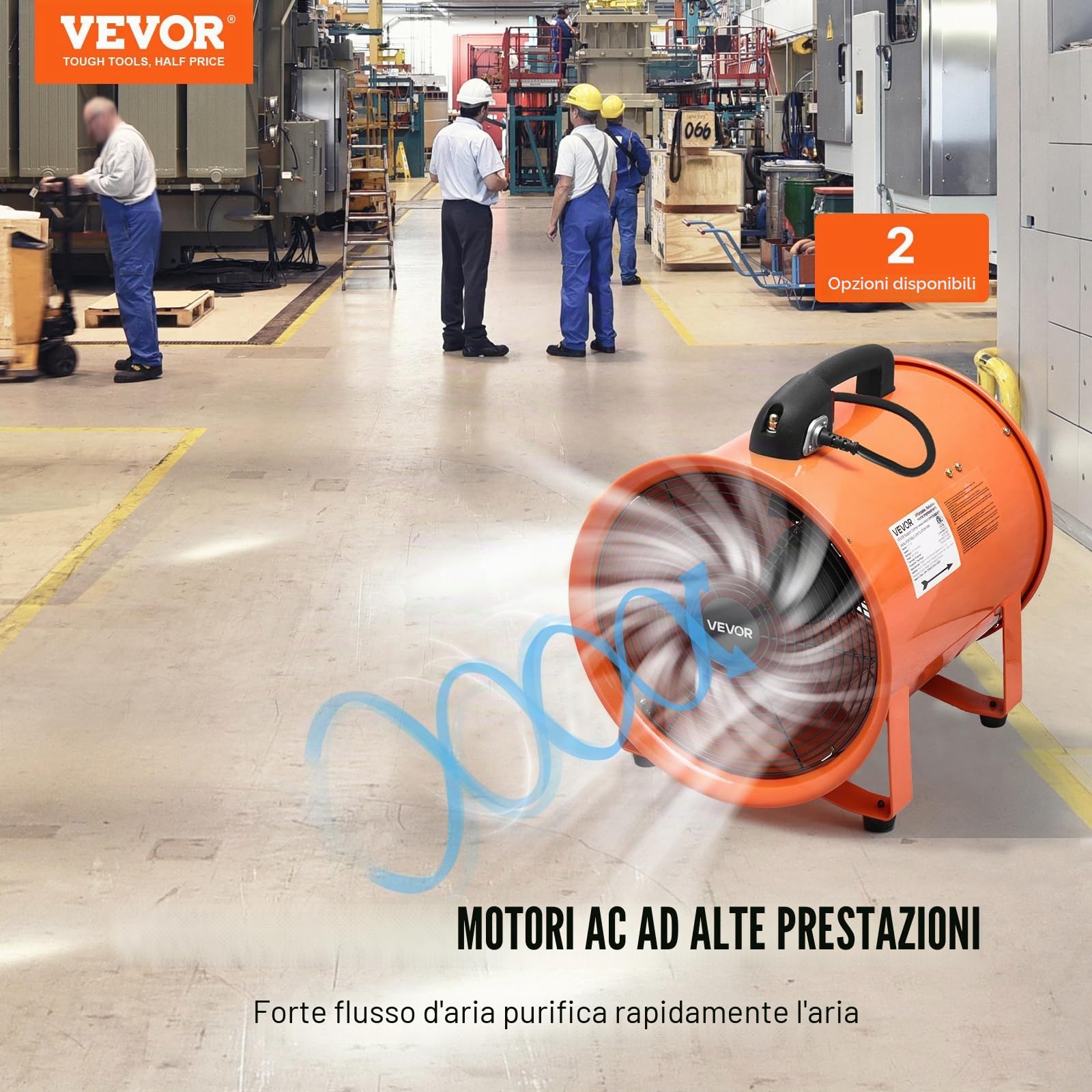 VEVOR Ventilatore Portatile, 900W Aspiratore Estrattore d'Aria Condotto Industriale 2850 RPM, Tubo Flessibile 10m Volume d'Aria 5175 CFM (8792 m3/h) 2 Marce per Aspirare Polvere Fumo Rumore 79dB IP44