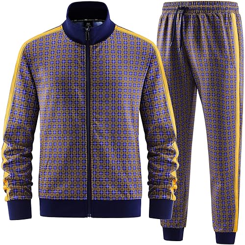 ANOTWENER Men's Track Suits 2 Piece Stand-up Collar Long Sleeve with Double Side Pockets Jacket and Sweatpants