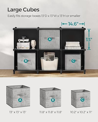 Miniatura 8 de SONGMICS Cubos de almacenamiento y organizador grande de almacenamiento de 6 cubos, contenedores de tela no tejida de 13 pulgadas con asas dobles,