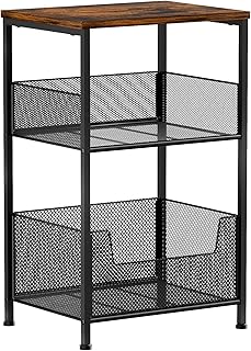 Side Table, 3-Tier End Table for Living Room, Nightstand Bedside Table with Storage Shelf for Bedroom Kitchen Office, Small Table for Small Spaces