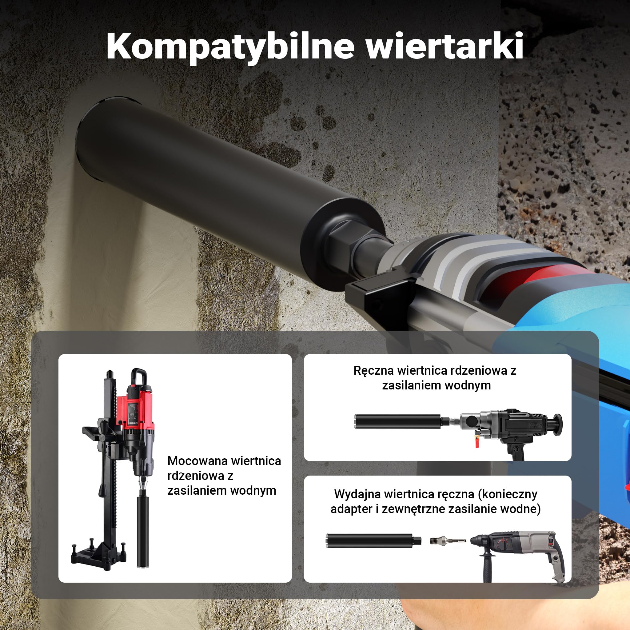 Wiltec Wiertło diamentowe koronowe typu Mesh Ø 82 mm o długości 450 mm, 1¼ UNC, do wiercenia w betonie, kafelkach, kamienia i granitu