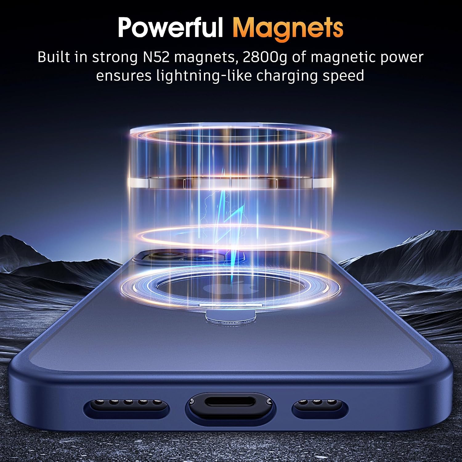 Supdeal Magnetic Stand Case for iPhone 13/iPhone 14, [360° Rotatable Ring Kickstand Holder] [Compatible with MagSafe], Matte Translucent Non Slip Silicone Military-Grade Phone Cover, 6.1", Blue