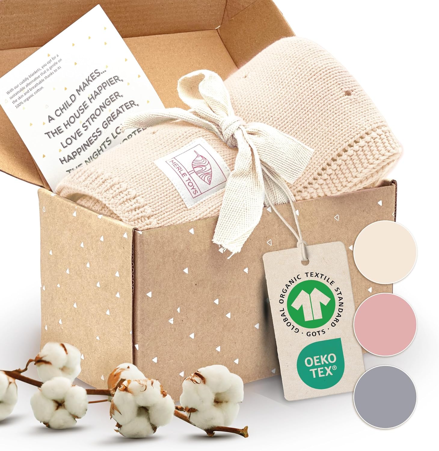 Premium Baby Blanket Cotton, 100% Organic – GOTS & Oeko-Tex Certified Knitted Blanket, Baby Blanket, Newborn Blanket, Baby Blanket, Newborn Cotton, Baby Blanket, Organic Cotton, Pearl White