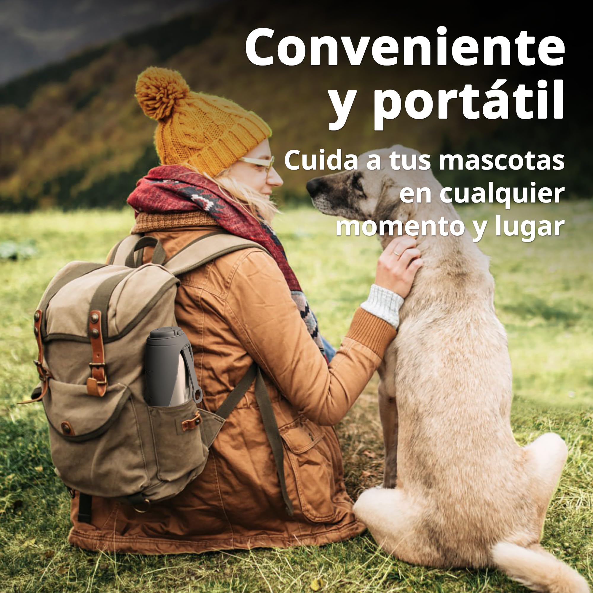 Botella de Agua para Perros, 750 ml Botella Agua Perro Aislada de Acero Inoxidable, Botella Pipi Perros Calle Portátil, Doble Pared Aislada al Vacío