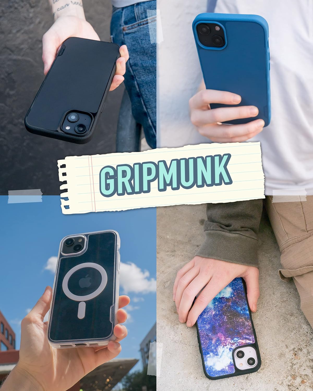 Smartish® iPhone 14 Plus Slim Case - Gripmunk Compatible with MagSafe [Lightweight + Protective] Thin Grip Cover with Microfiber Lining - Black Tie Affair