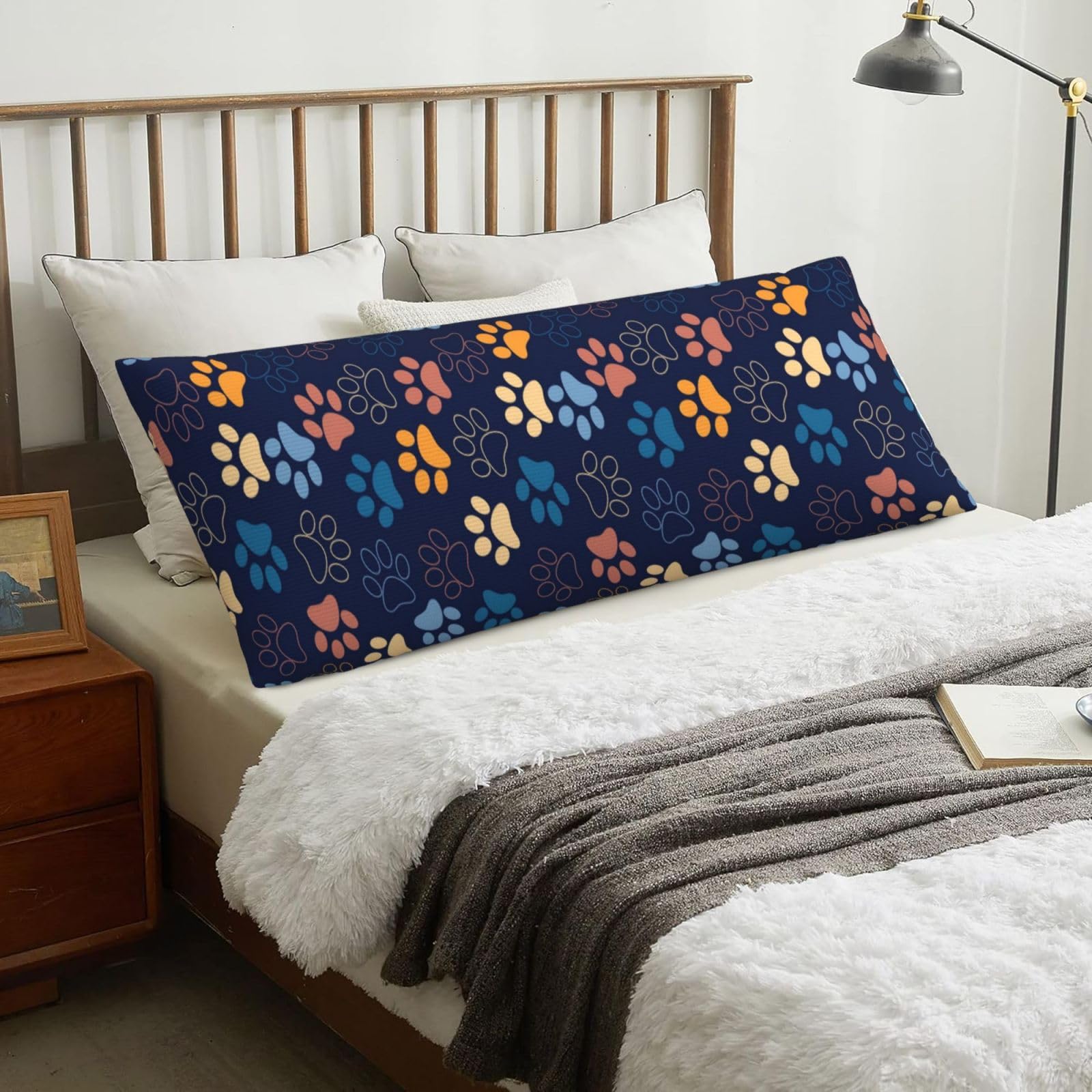 Cute Dog Paw, Body Pillow Cover with Zipper,Long Body Pillowcase 20 x 60 in