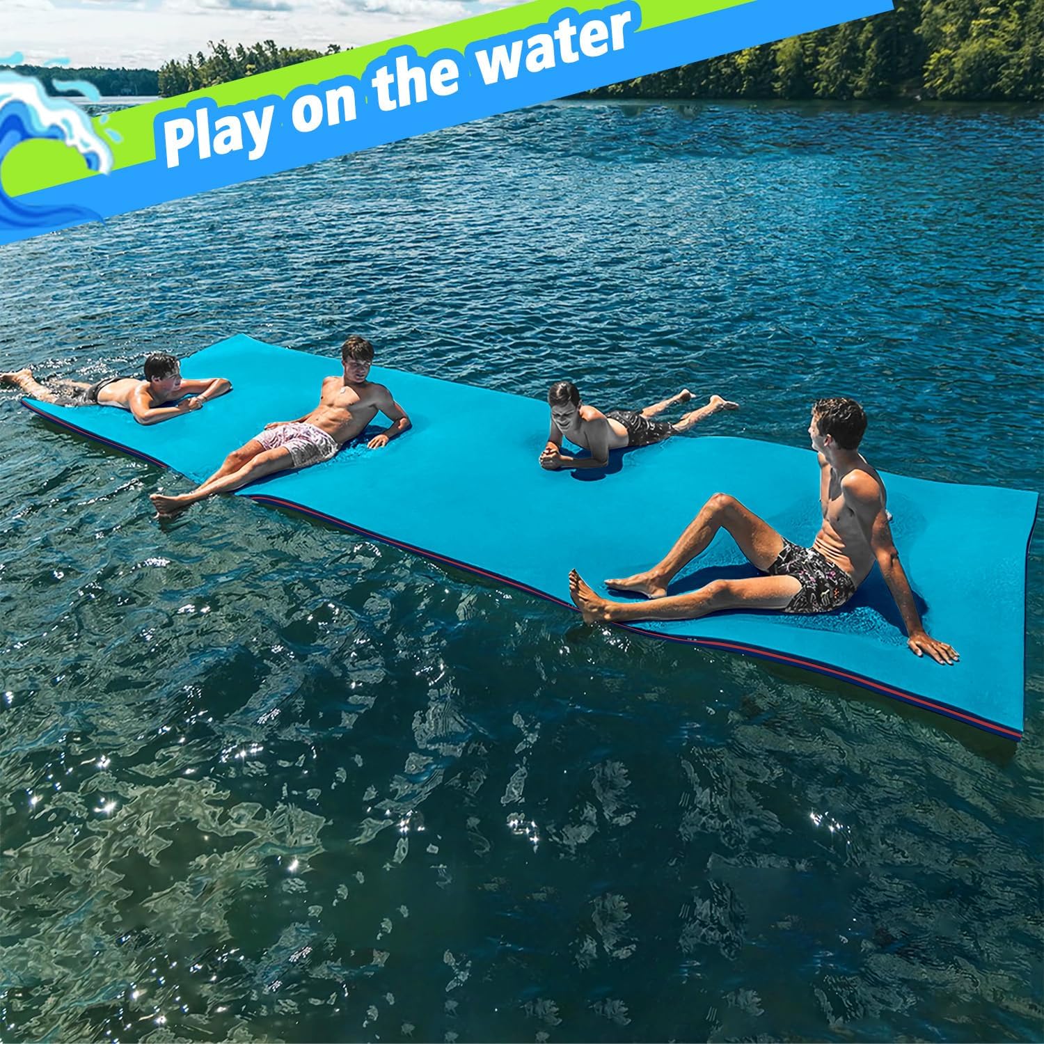 7/9/10/12/18 Ft Lily Pad Floating Mat for Lake, 3-Layer Tear-Resistant XPE Foam Floating Water Mat, Floating Pool Mat for Ocean, Beach, River
