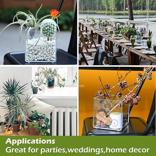 Miniatura 5 de Kamehame Jarrón acrílico transparente, jarrón de 6 x 6 x 6 pulgadas para centros de mesa, macetas para suculentas, florero cuadrado floral para