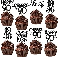 Vista 91 de 30 piezas de decoraciones para pastel de cumpleaños número 10, decoraciones de cupcakes negras con brillo, 10 feliz cumple, directo desde 2016, 10