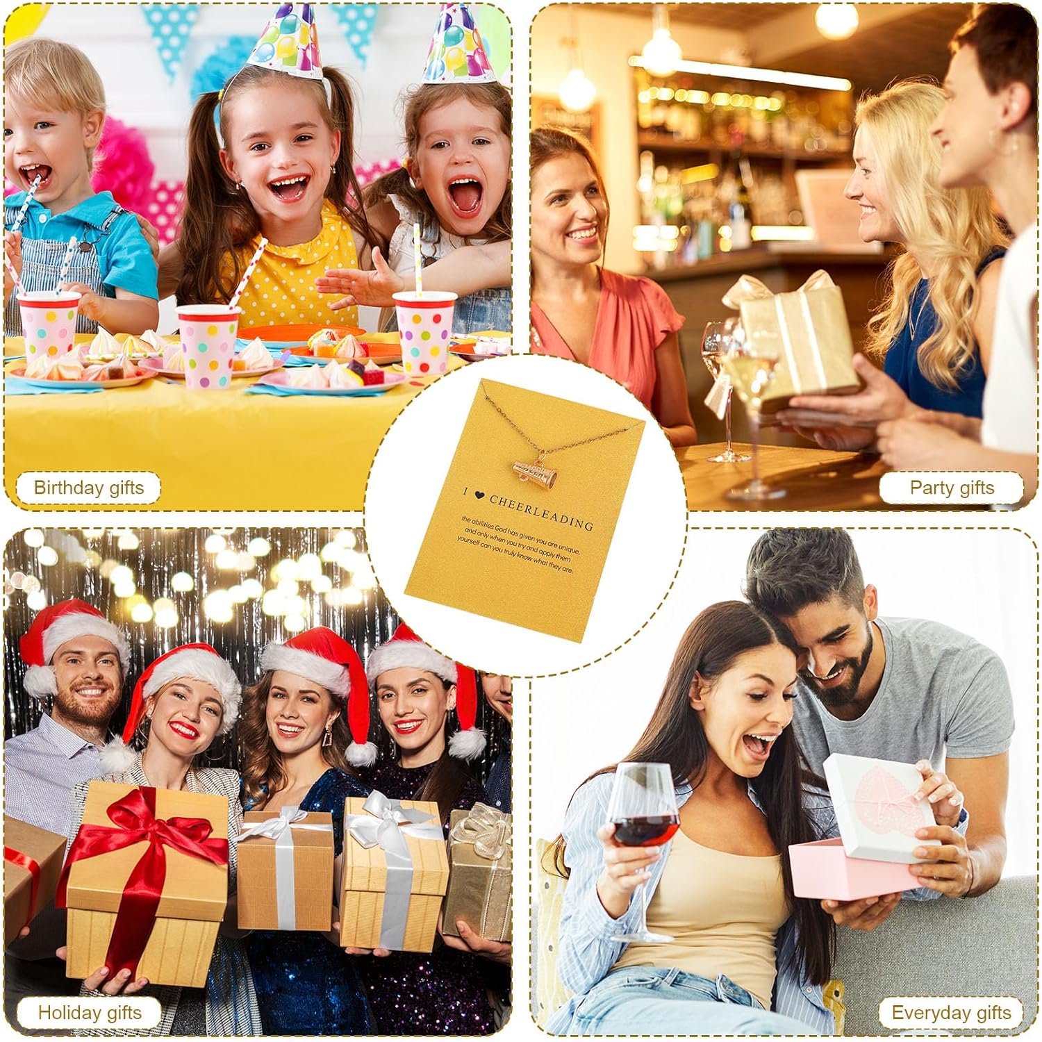 Gold-Colored Pendant Dance Shoe&Cheer Necklace, Dainty Necklace with Card Fashion Jewelry Accessory for Women Gift - Image 7