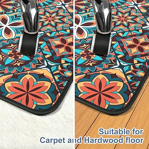 Miniatura 5 de Tapete resistente para silla de escritorio para alfombras y suelos de madera dura, 48 x 36 pulgadas, exquisito tapete de jacquard para silla de