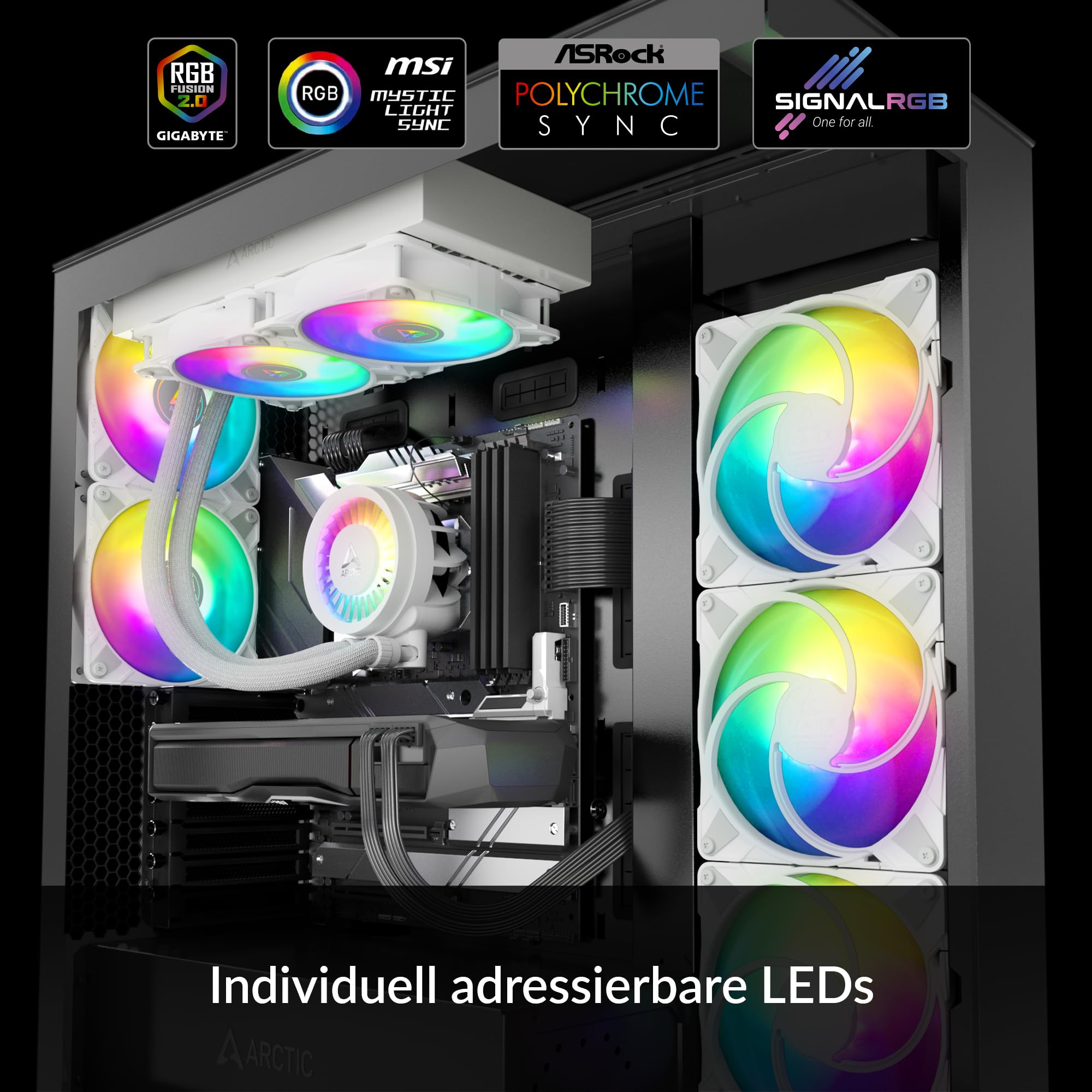 ARCTIC Liquid Freezer III 280 A-RGB - Wasserkühlung PC, AIO CPU Wasserkühler, Intel & AMD, effiziente PWM-gesteuerte Pumpe, Lüfter: 200–1900 rpm, LGA1851 und LGA1700 Contact Frame - Weiß