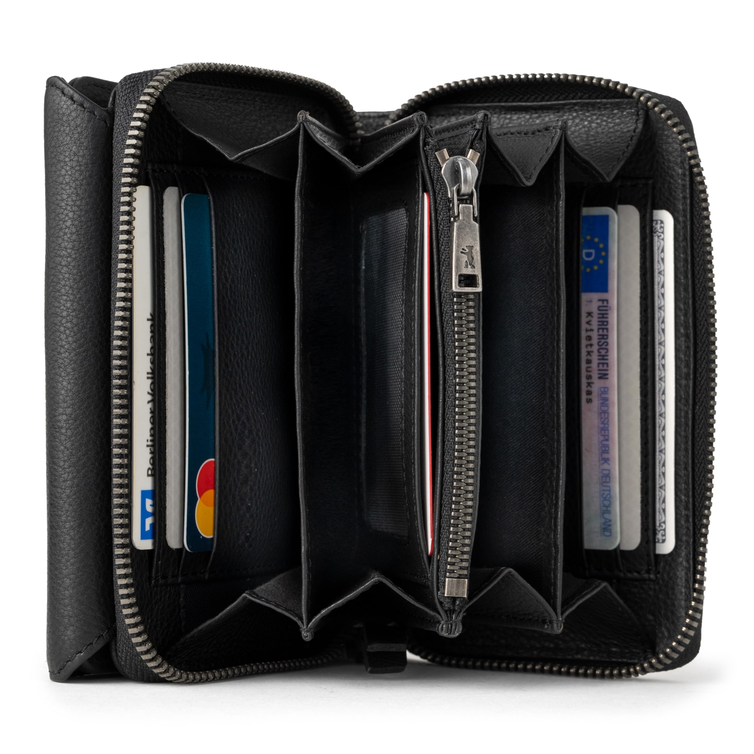 Berliner Bags Premium Geldbörse Vienna, Große Portemonnaie, Geldbeutel aus Leder mit RFID Schutz, inkl. Geschenk-Box, für Damen - Schwarz