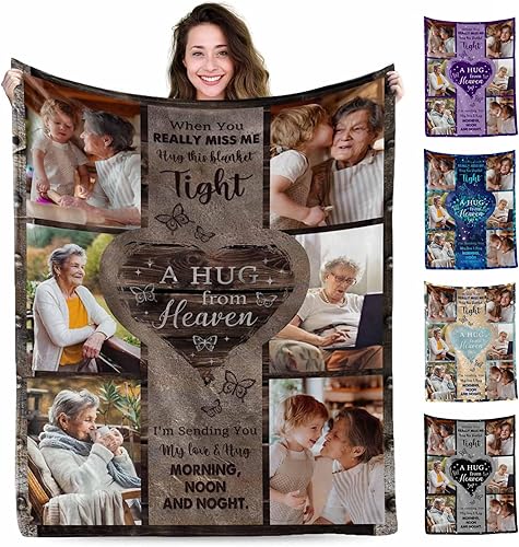 MyPupSocks Manta de Abrazo de Memoria Personalizada para Condolencias, Regalo de Duelo Personalizado para Papá Mamá Seres Queridos en Duelo, Manta