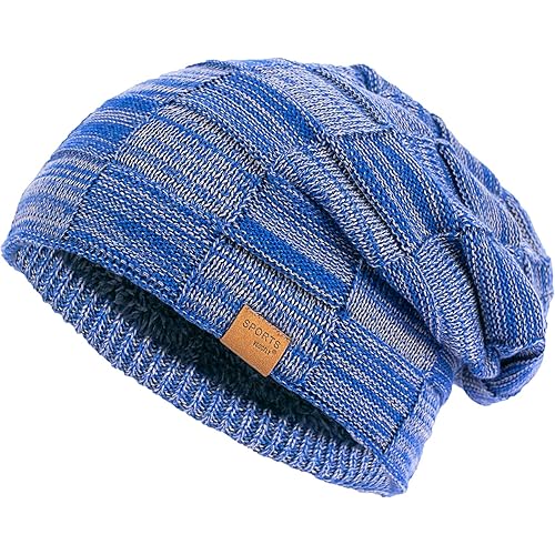 LANGZHEN Slouchy Beanie For Men - Winter Warm Knit Hat With Lining, One Size Fits Most