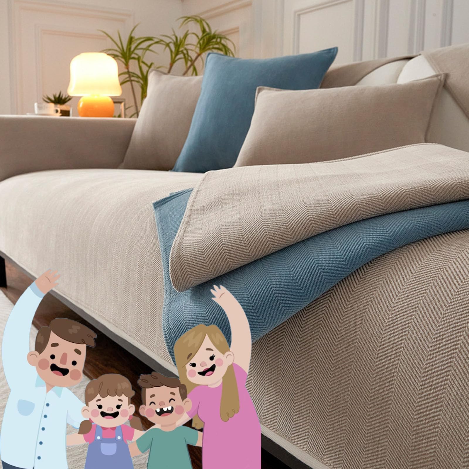 Housse de canapé bleu nuit en chenille pour des soirées cocooning