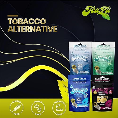 Miniatura 122 de Bolsas de energía TeaZa, salsa sin tabaco ni nicotina - Alternativa de tabaco y salsa energética masticable, inmersión saludable con sabor premium