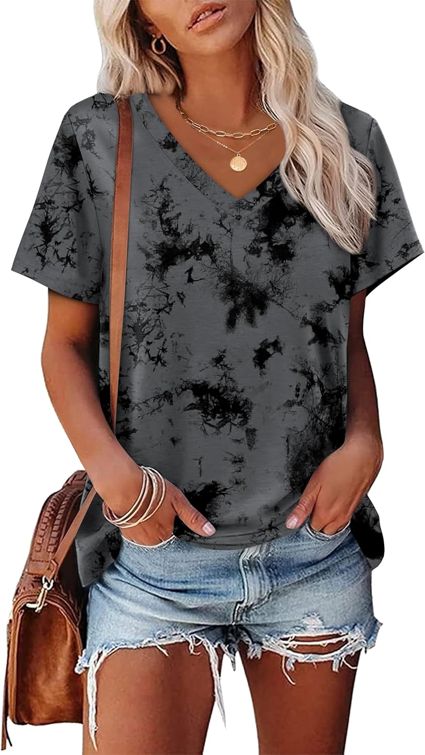 Alaroo Womens Summer Tops 2026 V Neck Short Sleeve Shirts Trendy Dressy Casual Vacation Outfits Printed - Image 2