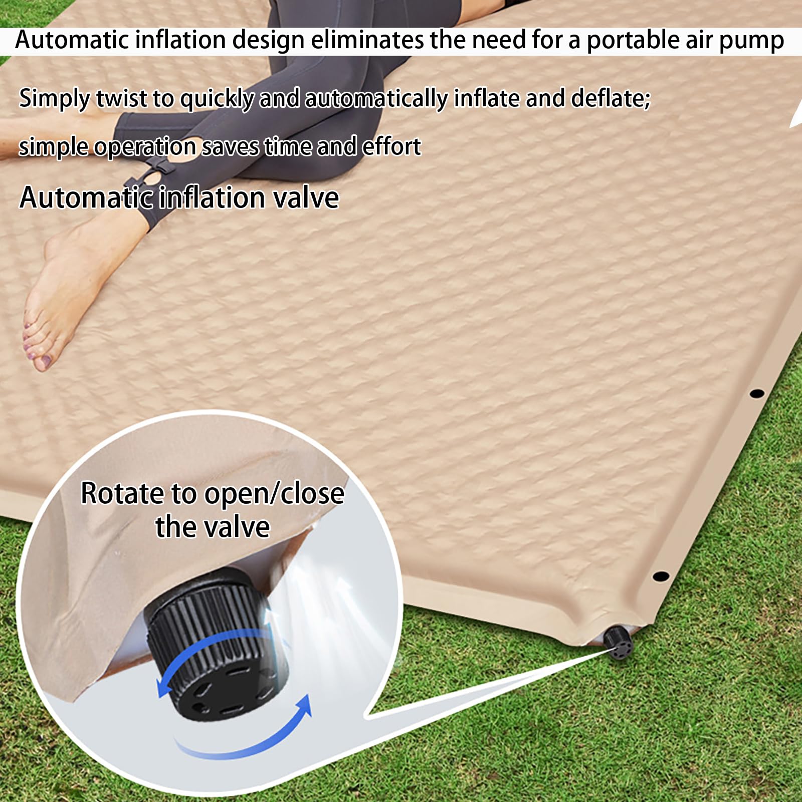 Colchoneta De Camping Autoinflable Portátil, Colchón Dormir De 8 Cm De Grosor con Almohada Integrada, Colchoneta Conectable para Acampar, Senderismo Y Cama De Invitados