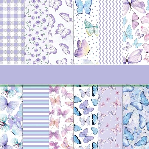 24 Sheets Watercolor Butterfly Pattern Paper Watercolor Butterfly Scrapbook Paper