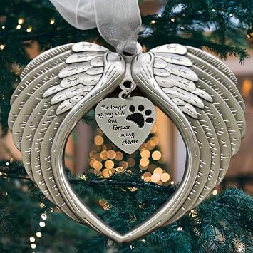 K9King Pet Memorial Gifts - Antique Dog Memorial Christmas Ornament with Angel Wings - Pet Loss Gifts for Dogs - Pet Remembrance Decorative Ornaments for Christmas Tree Without Photo Holder