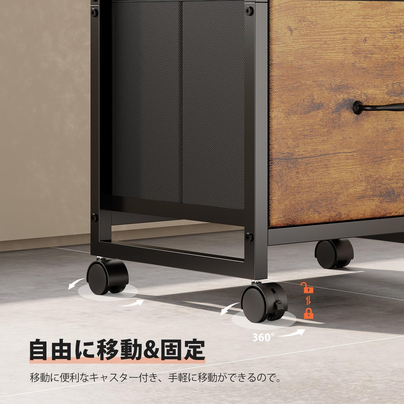 Amazon.co.jp: Maihail サイドキャビネット デスクワゴン 布製 袖机 層