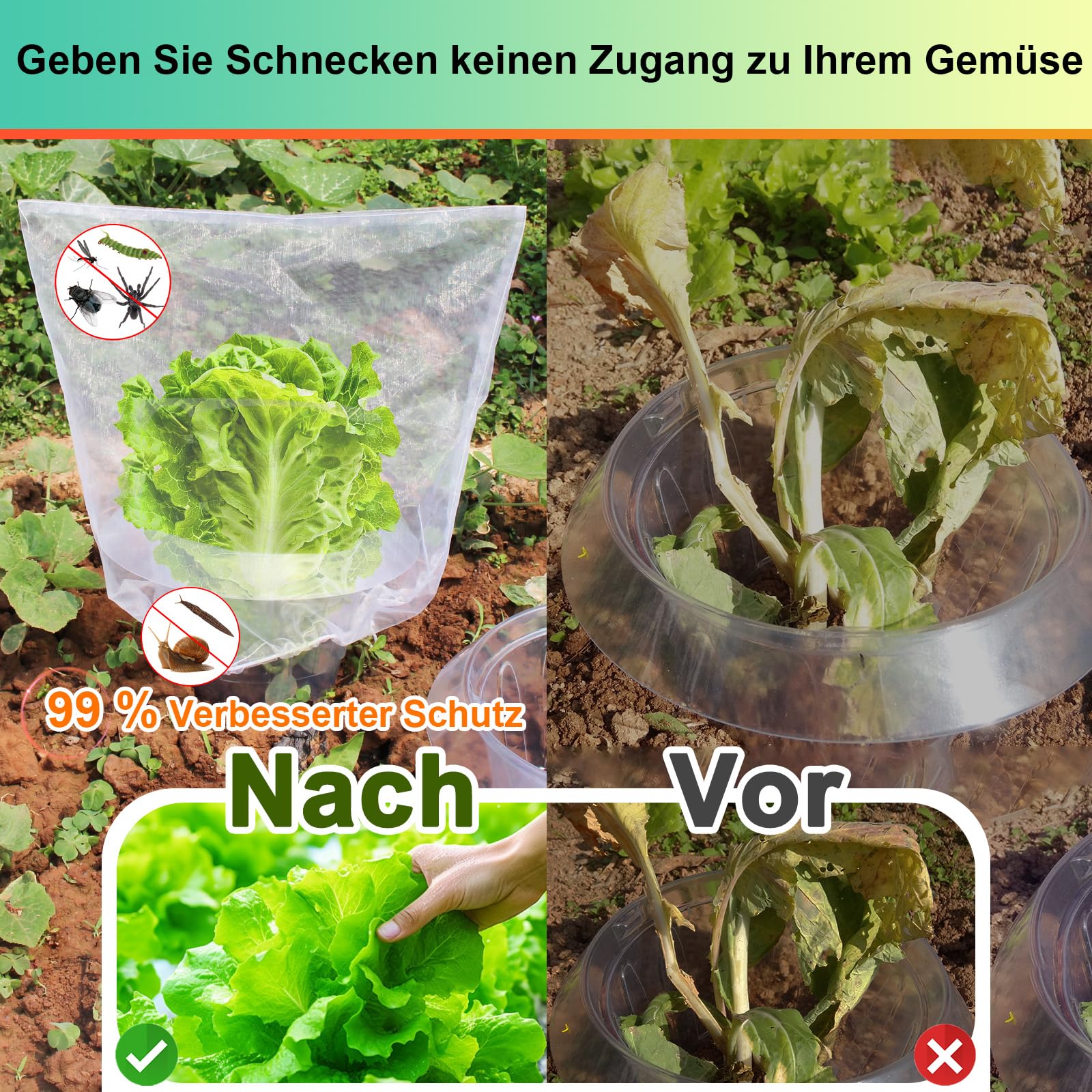 Colliers Anti Limace Lot de 20 avec Sacs de Protection, Barrière Anti Limaces et Escargots Stable, Anneaux de Protection pour Salades et Choux