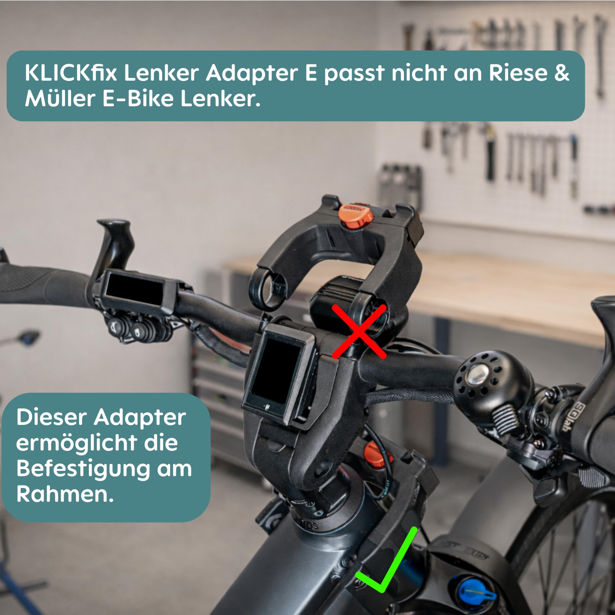 Adapter für Riese & Müller E-Bikes - Klickfix Lenker Adapter E einfach am Fahrrad montieren Zubehör