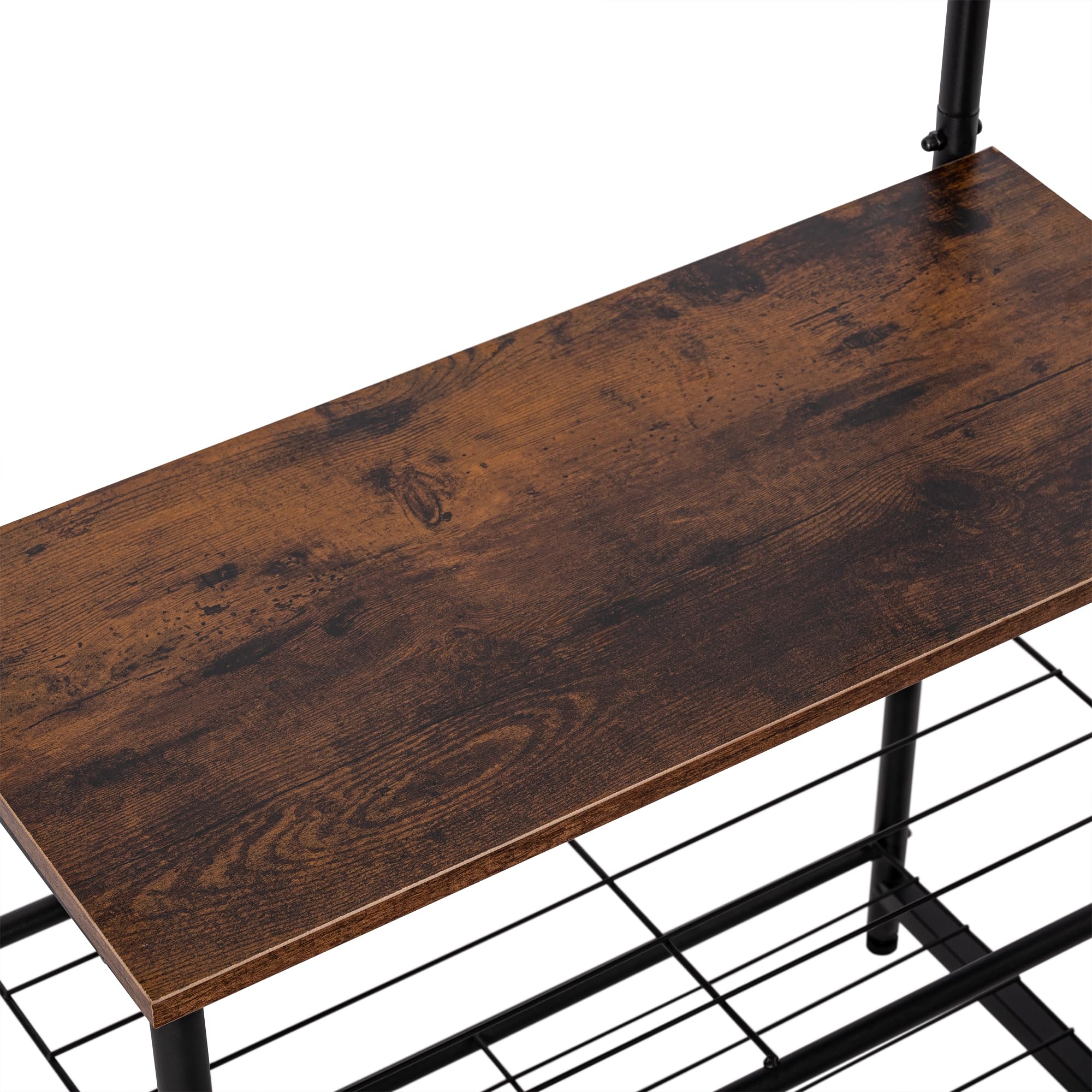 T-LOVENDO.ES Perchero Zapatero de Madera y Metal con estantería y Ganchos | Organizador de Entrada para Abrigos, Bolsos y Calzado | Mueble de Madera y Metal Resistente y Funcional para recibidor.
