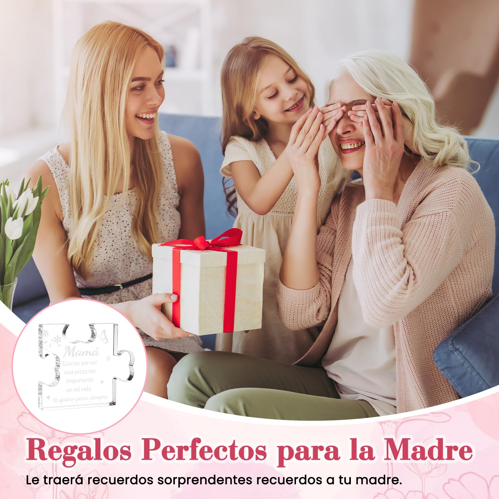 Regalos Dia de la Madre, Placa Acrílica en Forma de Puzzle, Regalo Madre Cumpleaños, Navidad, Regalos Originales para Mama, Regalo para la Madre de Hija e Hijo — view 6